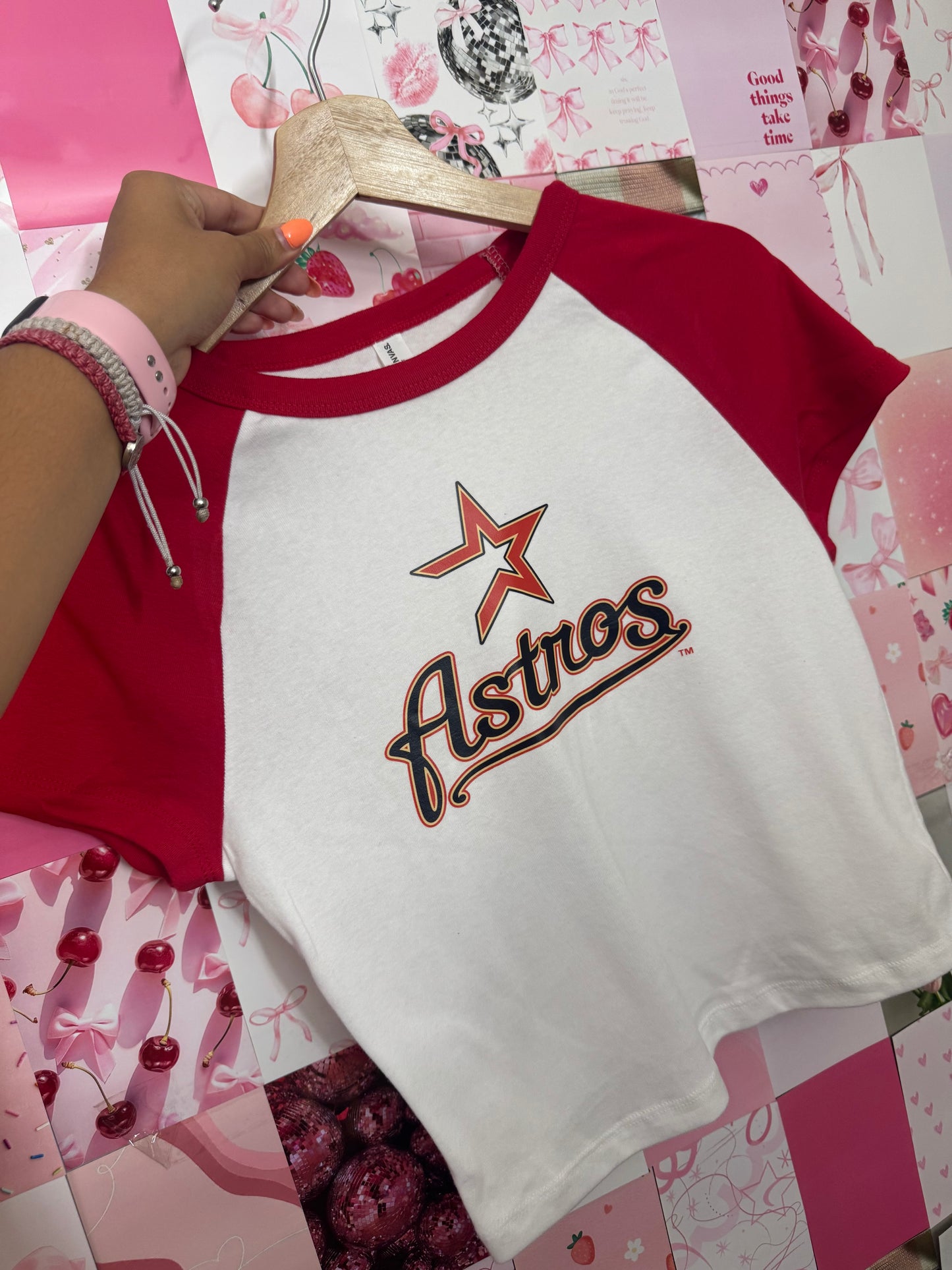 Astros red baby tee
