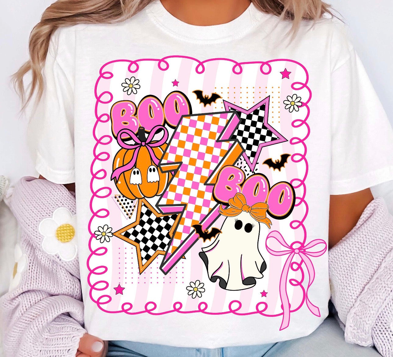 boo girly white tee
