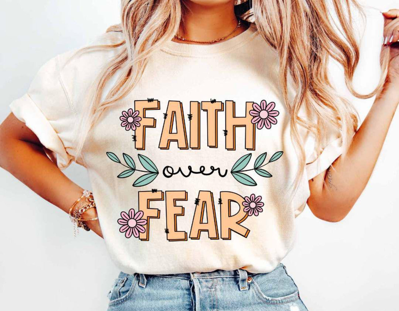 Faith Over Fear Beige tee