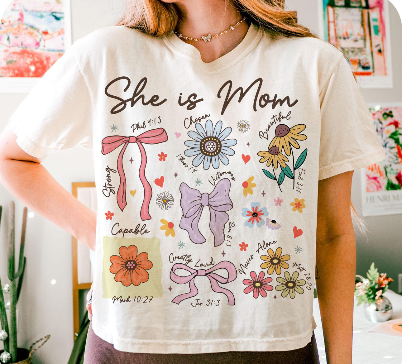 she is mom bible verses beige tee