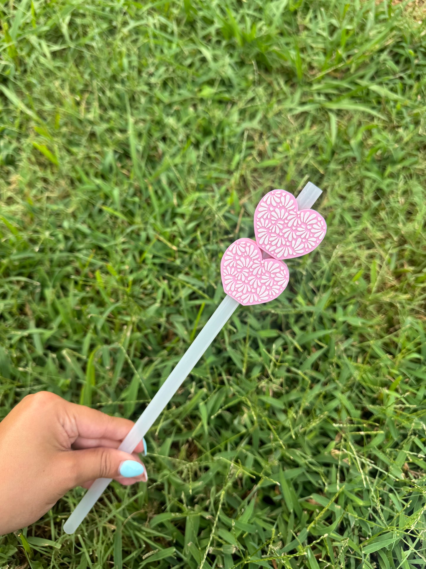 talavera pink/white straw topper