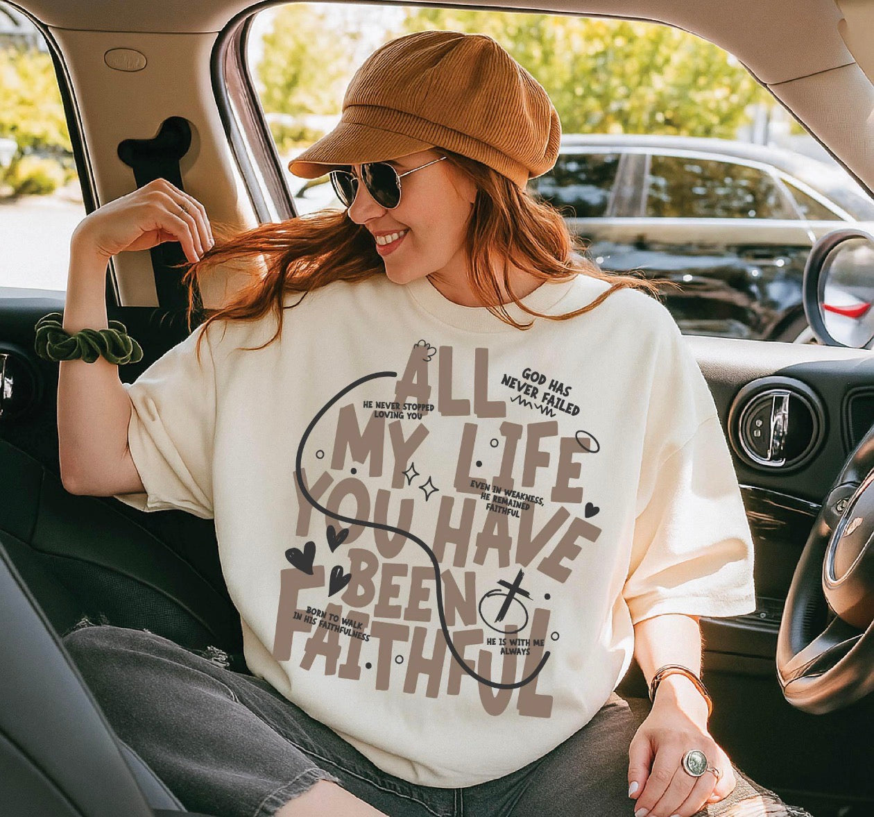 all my life you have been faithful beige tee