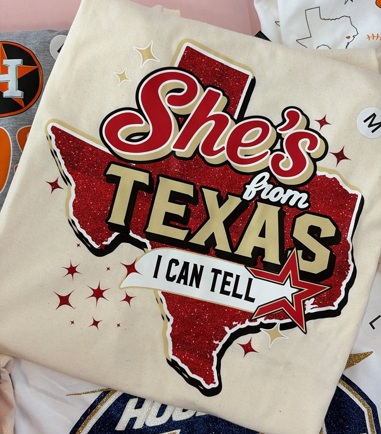 Shes from texas beige tee