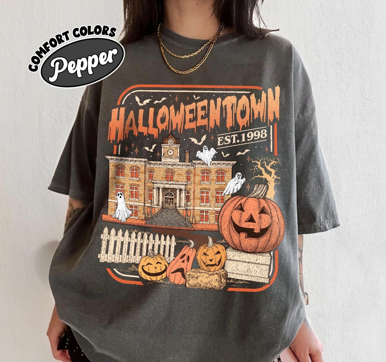 halloween town charcoal tee
