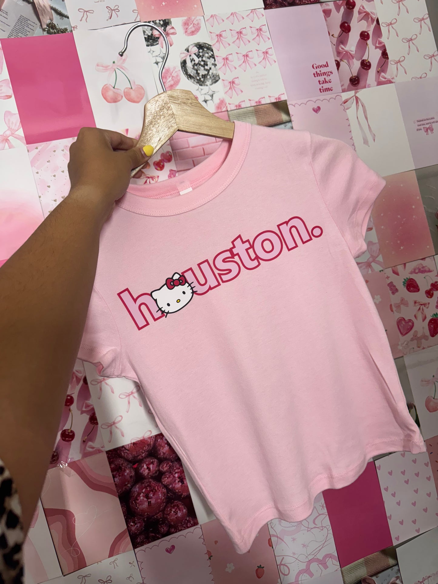 houston x hk pink baby tee