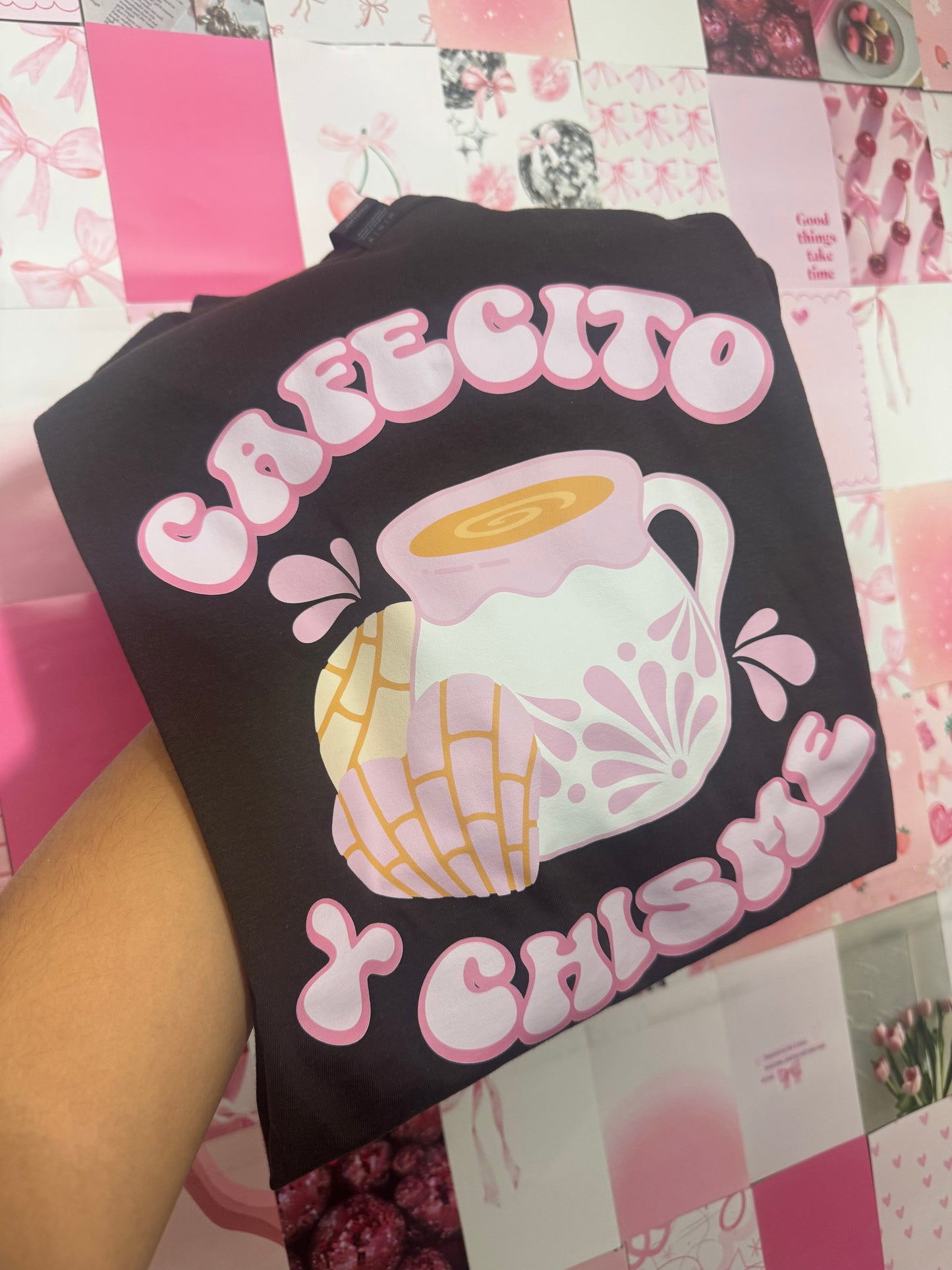 Cafecito y Chisme Brown Tee