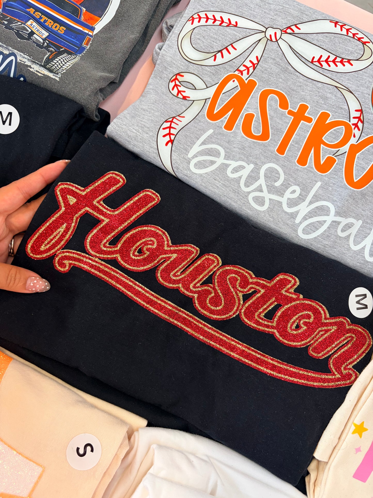 houston glitter black tee