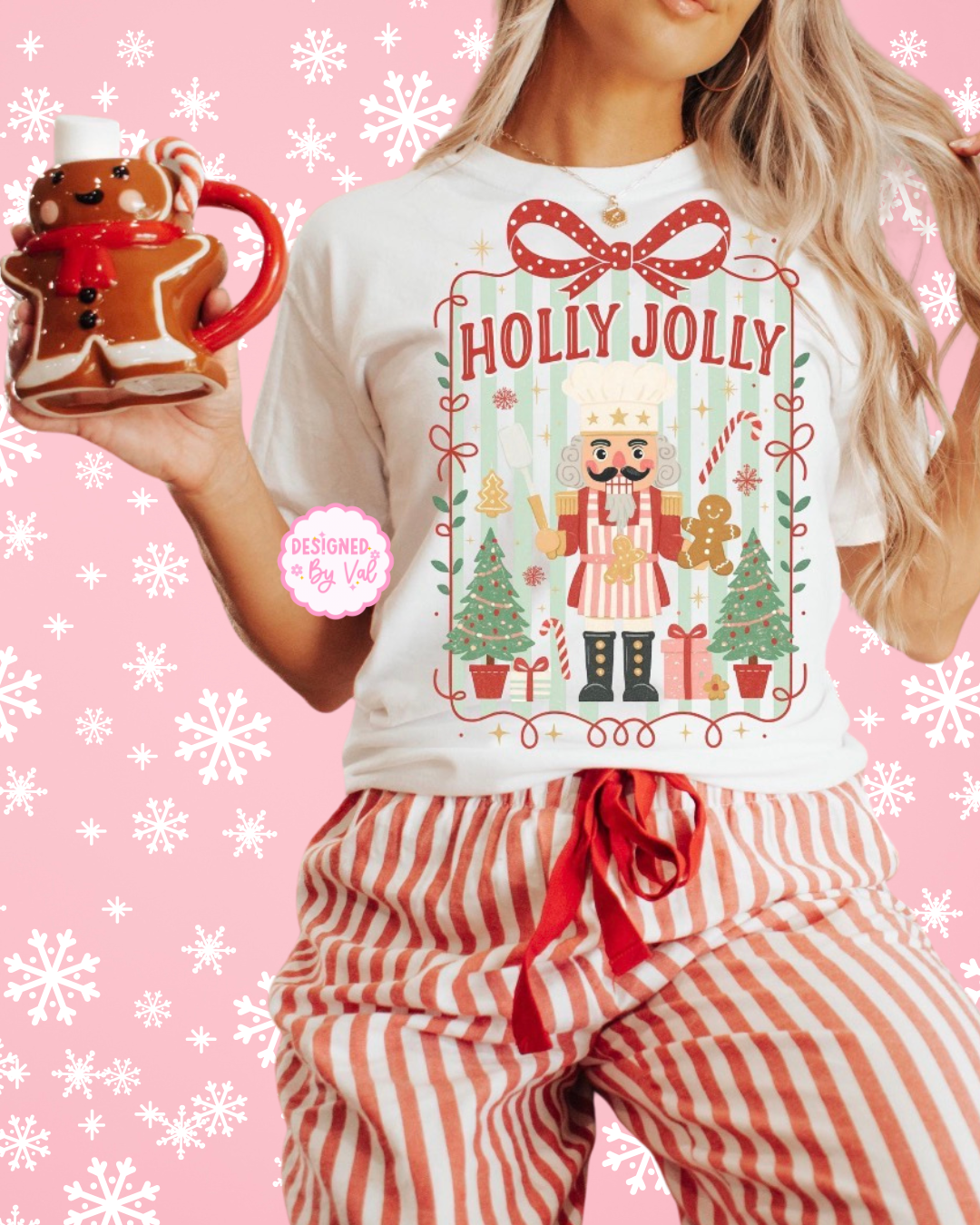 holly jolly nutcracker white tee