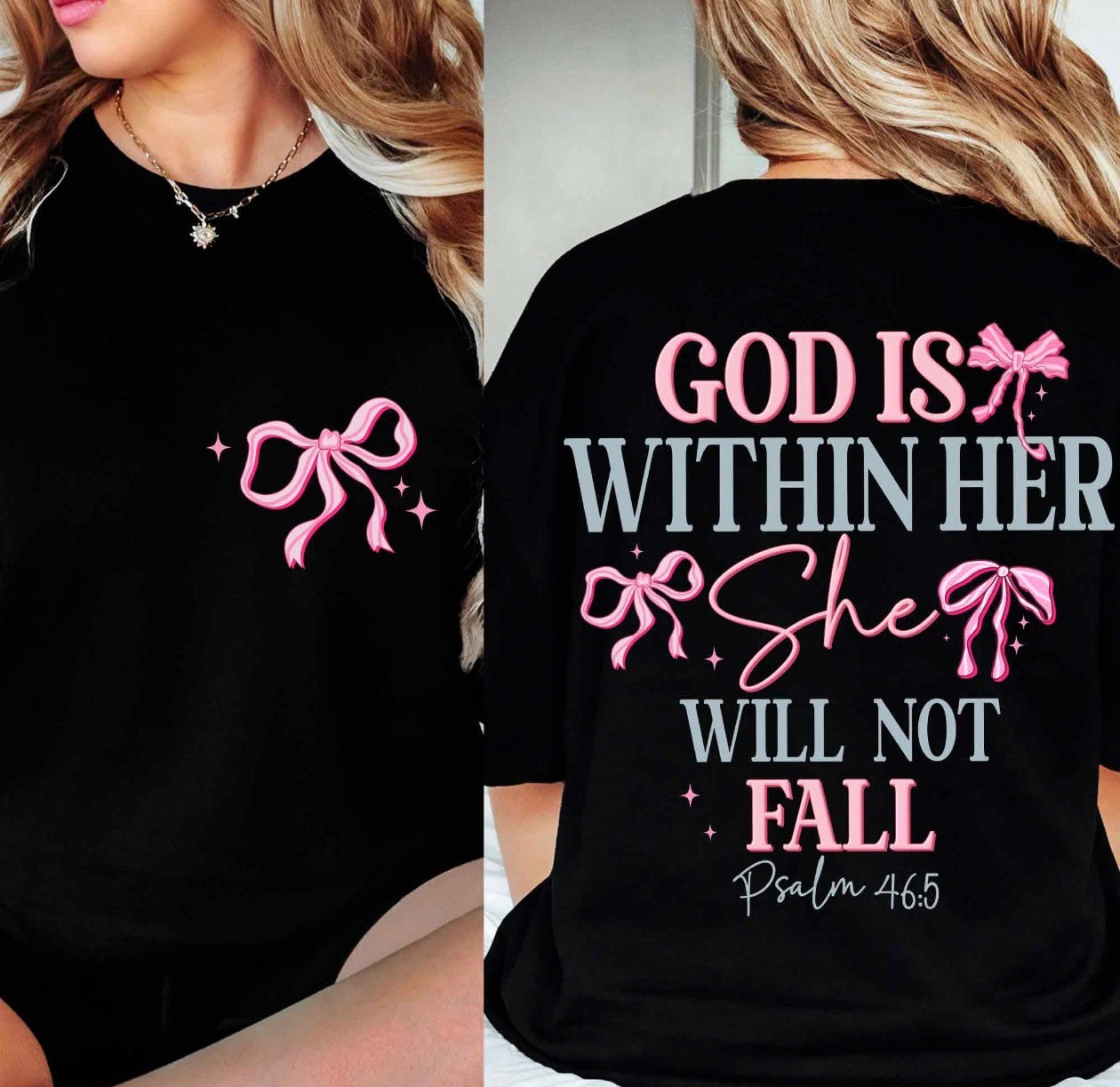 God is within her she will not fall black tee