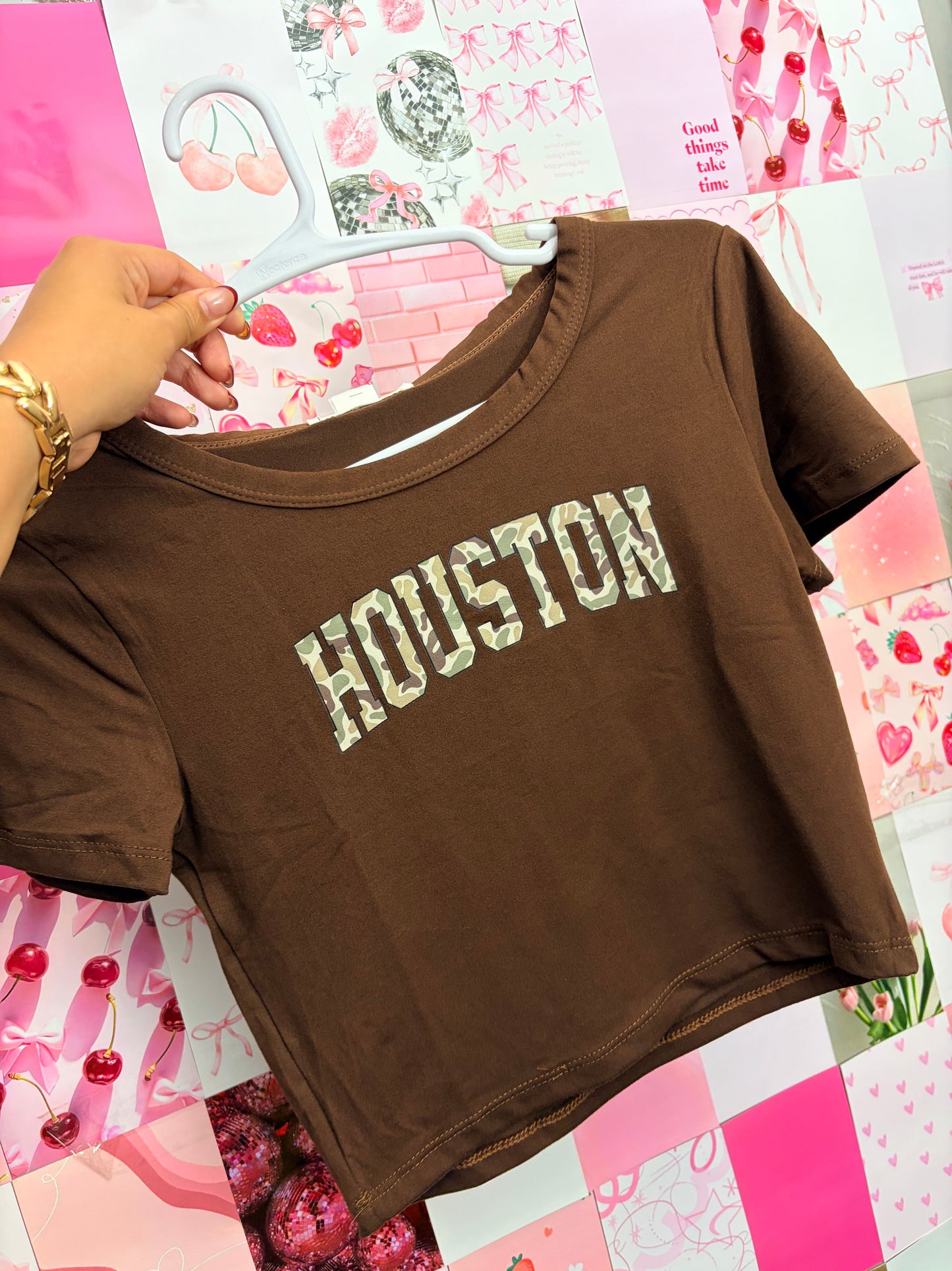 houston camo brown cropped