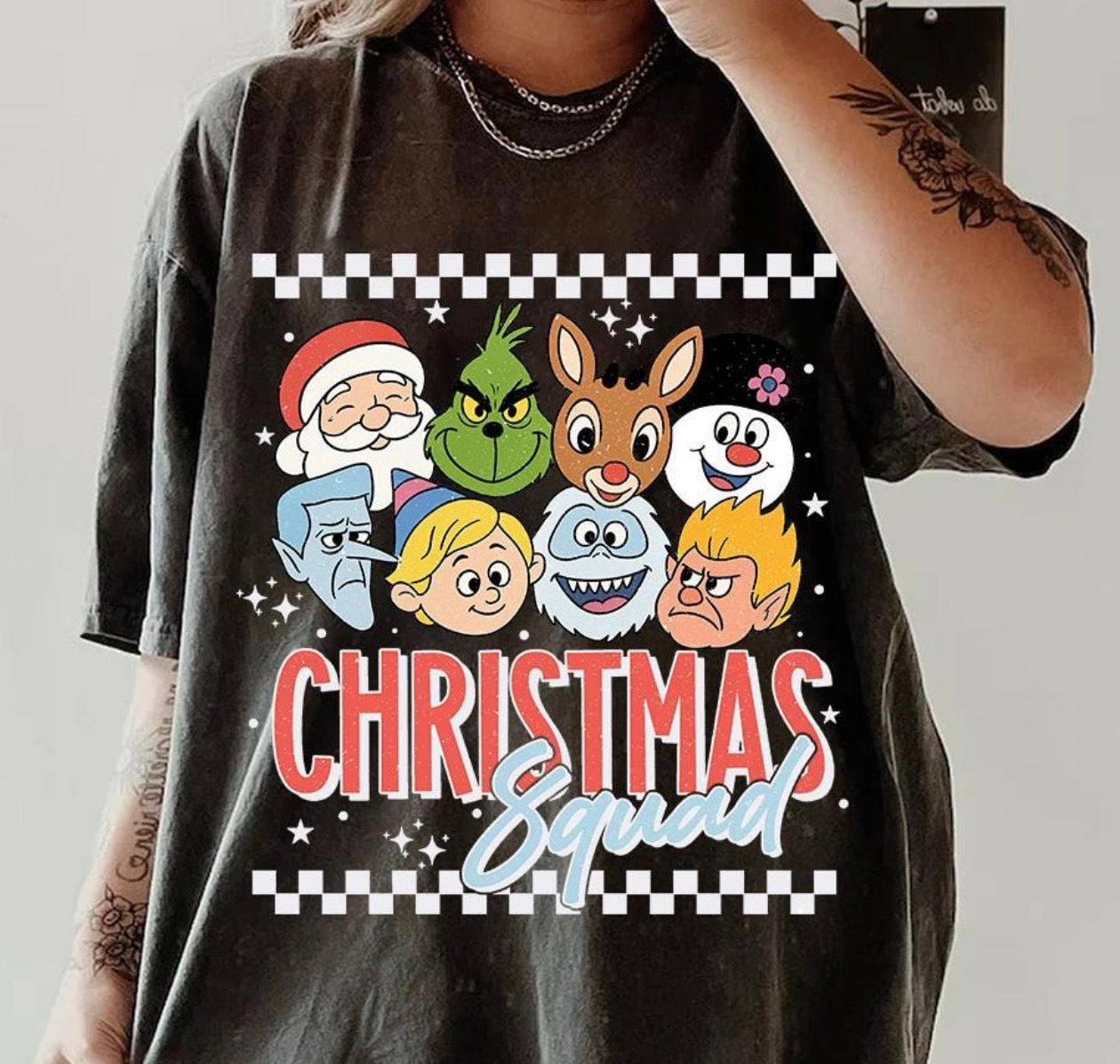 christmas squad black tee