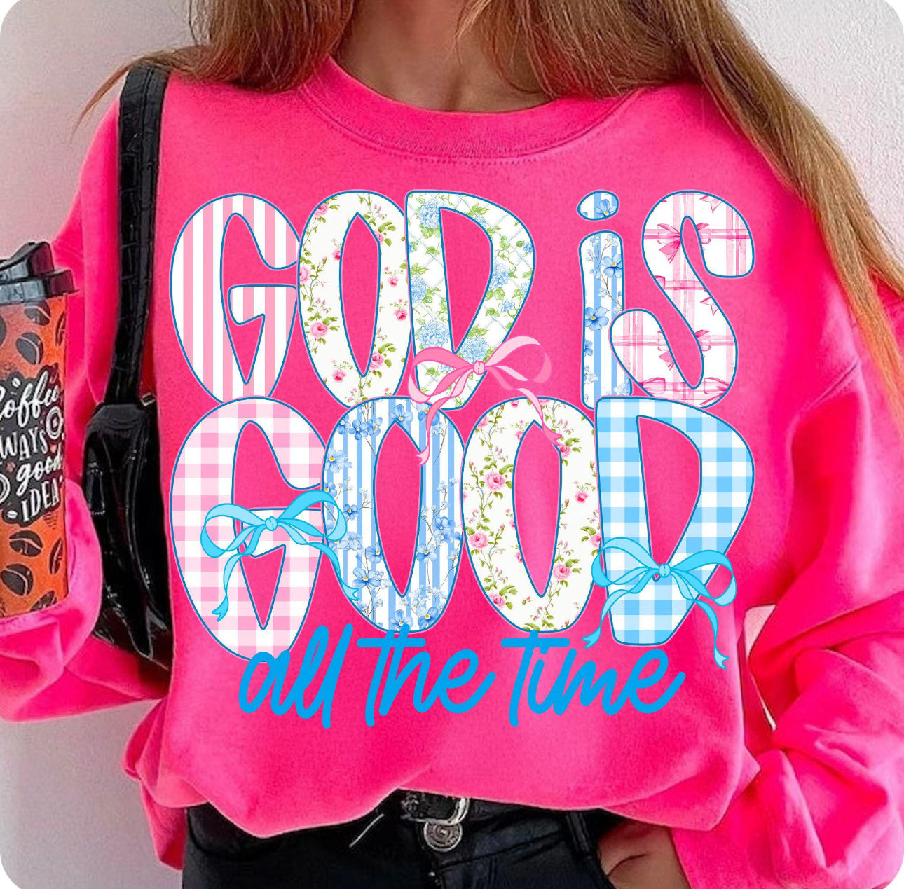 God is good all the time hot pink tee