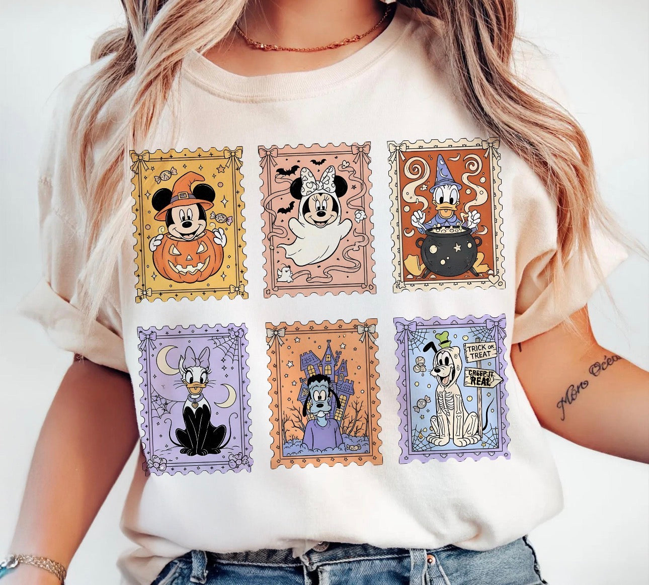 mouse and friends beige tee