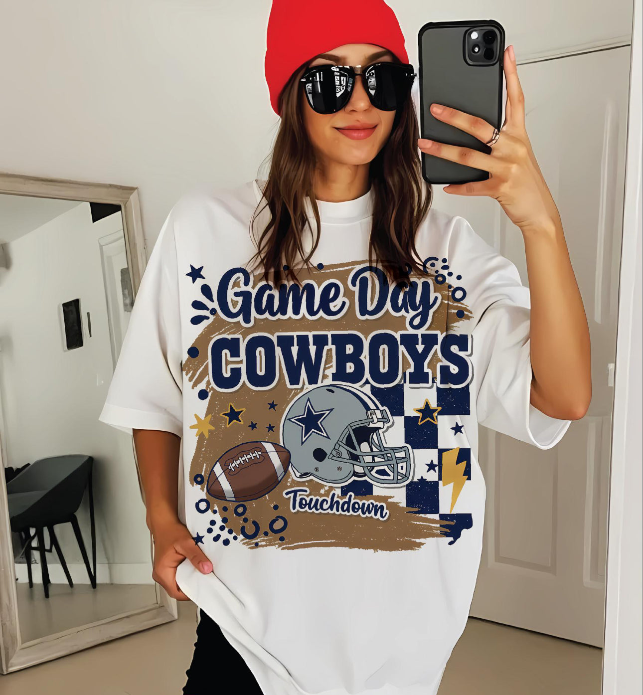 Game Day cowboys white tee