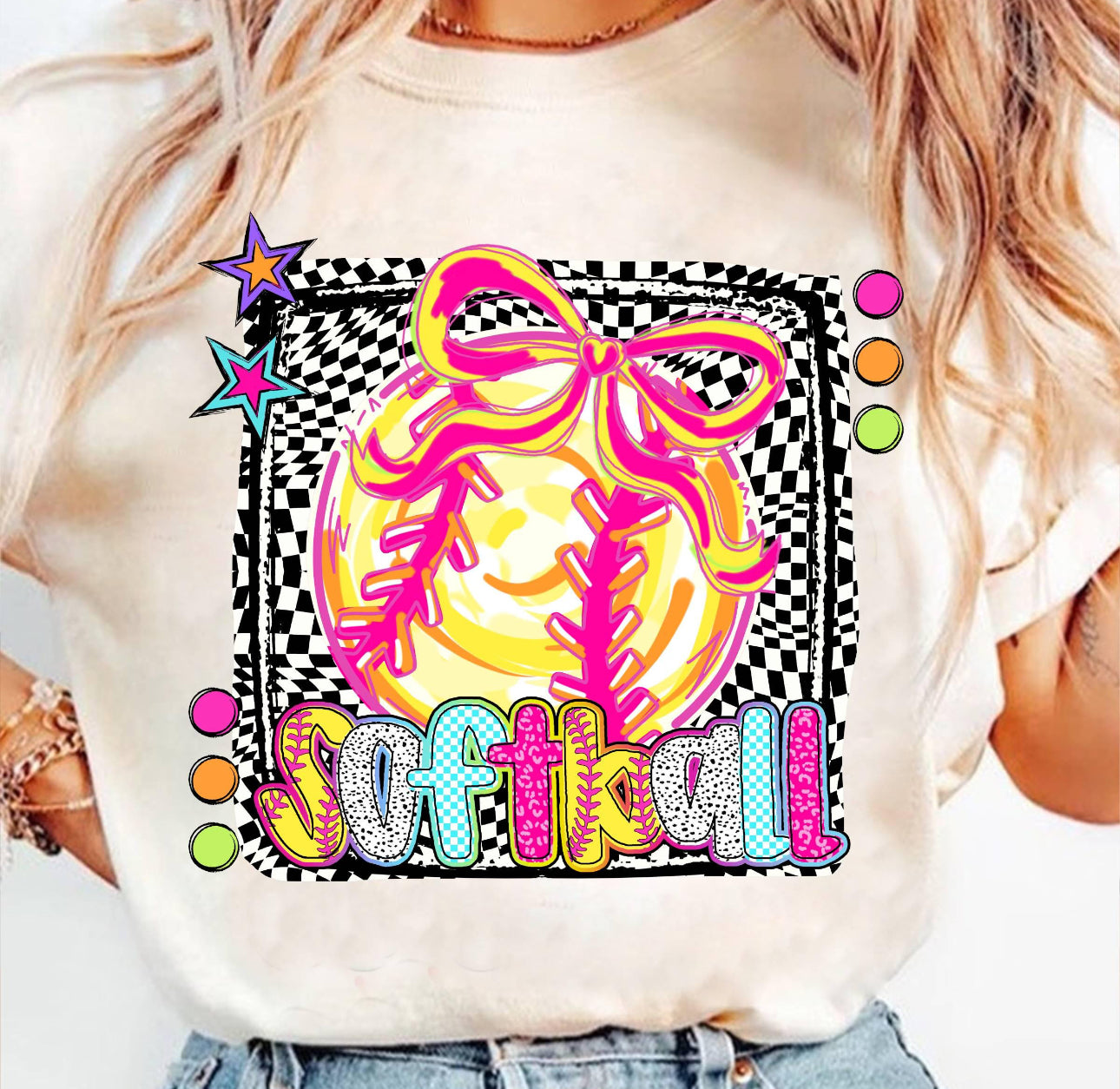 cute softball beige tee