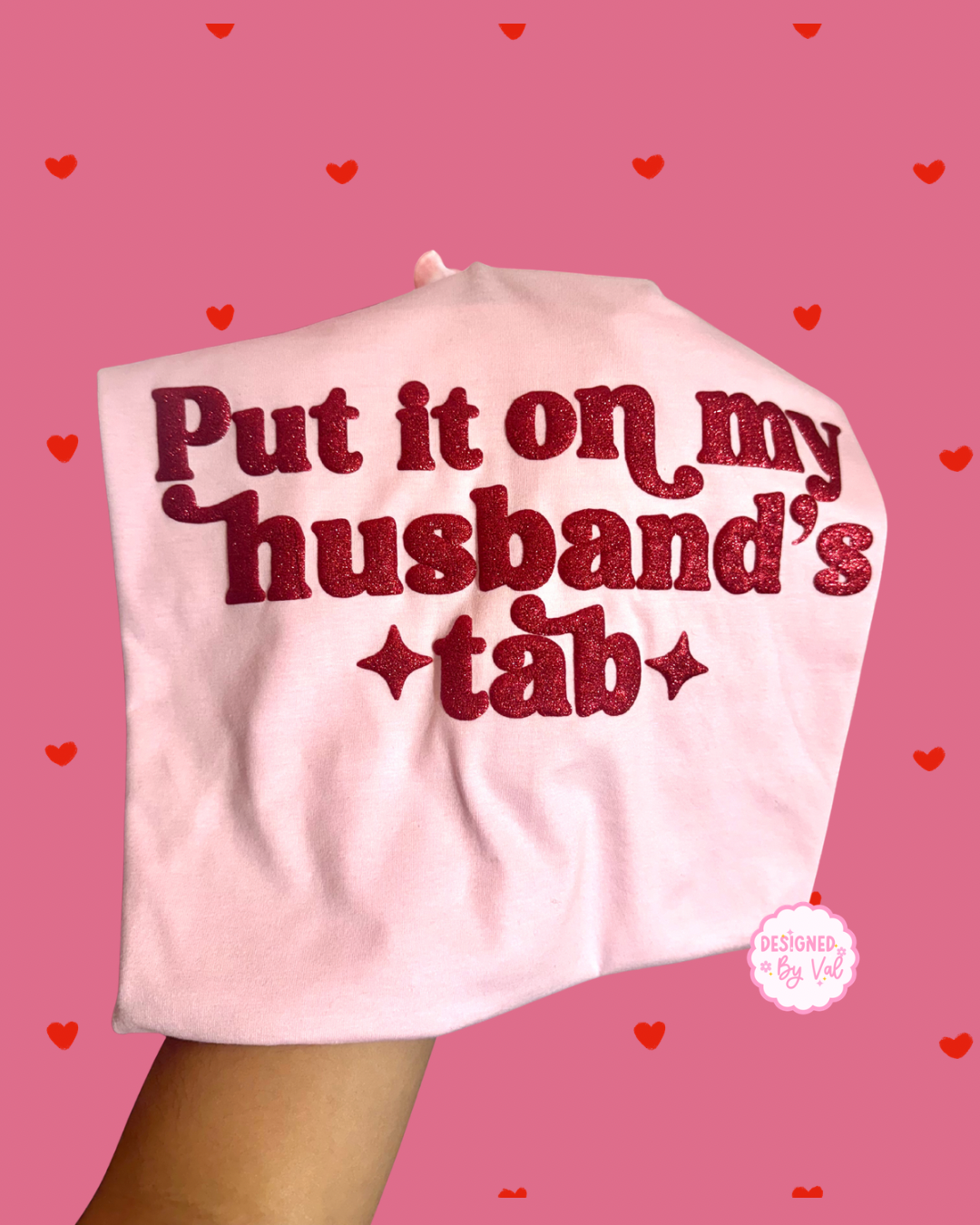 put it on my husbands tab pink tee