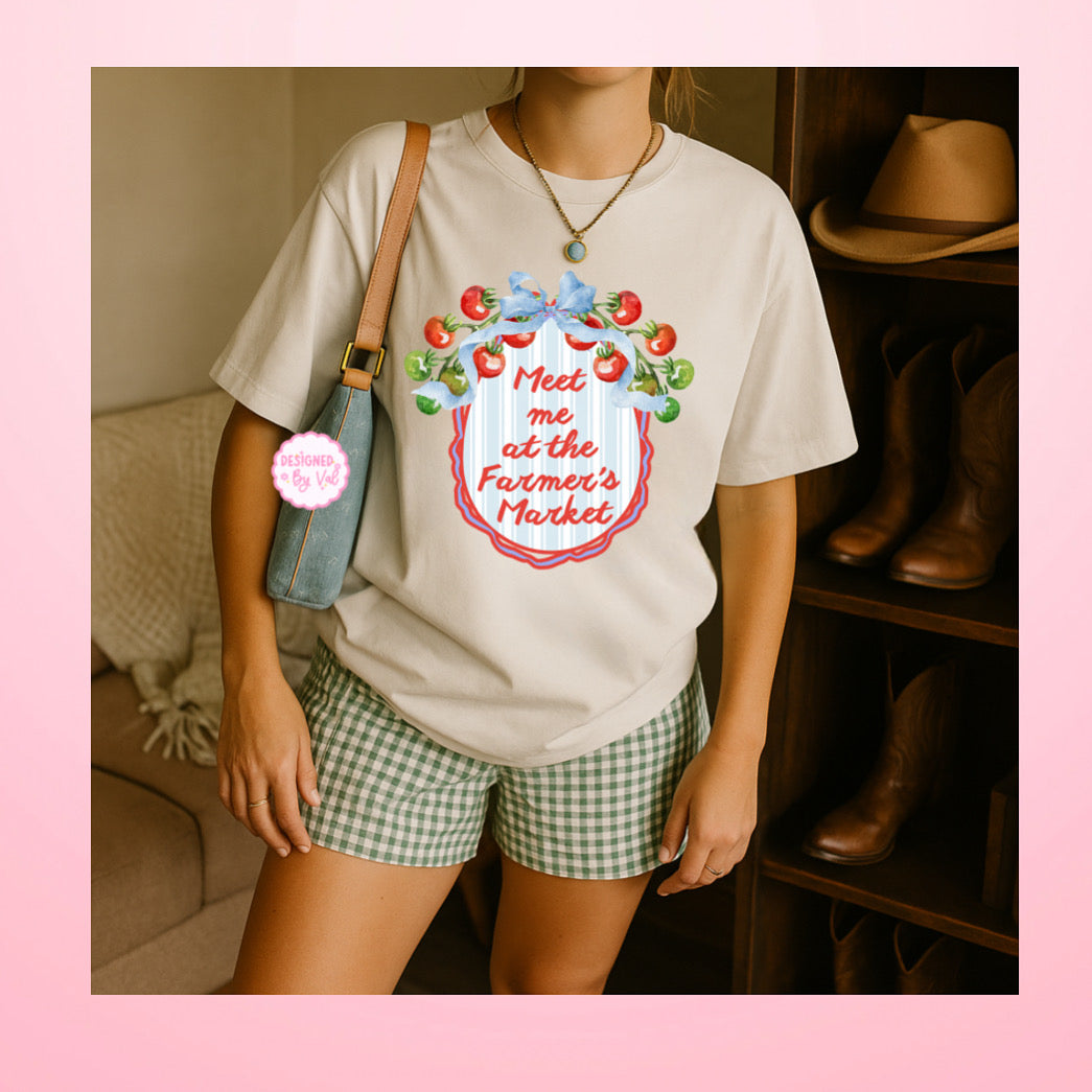 Meet me at the farmers market beige tee