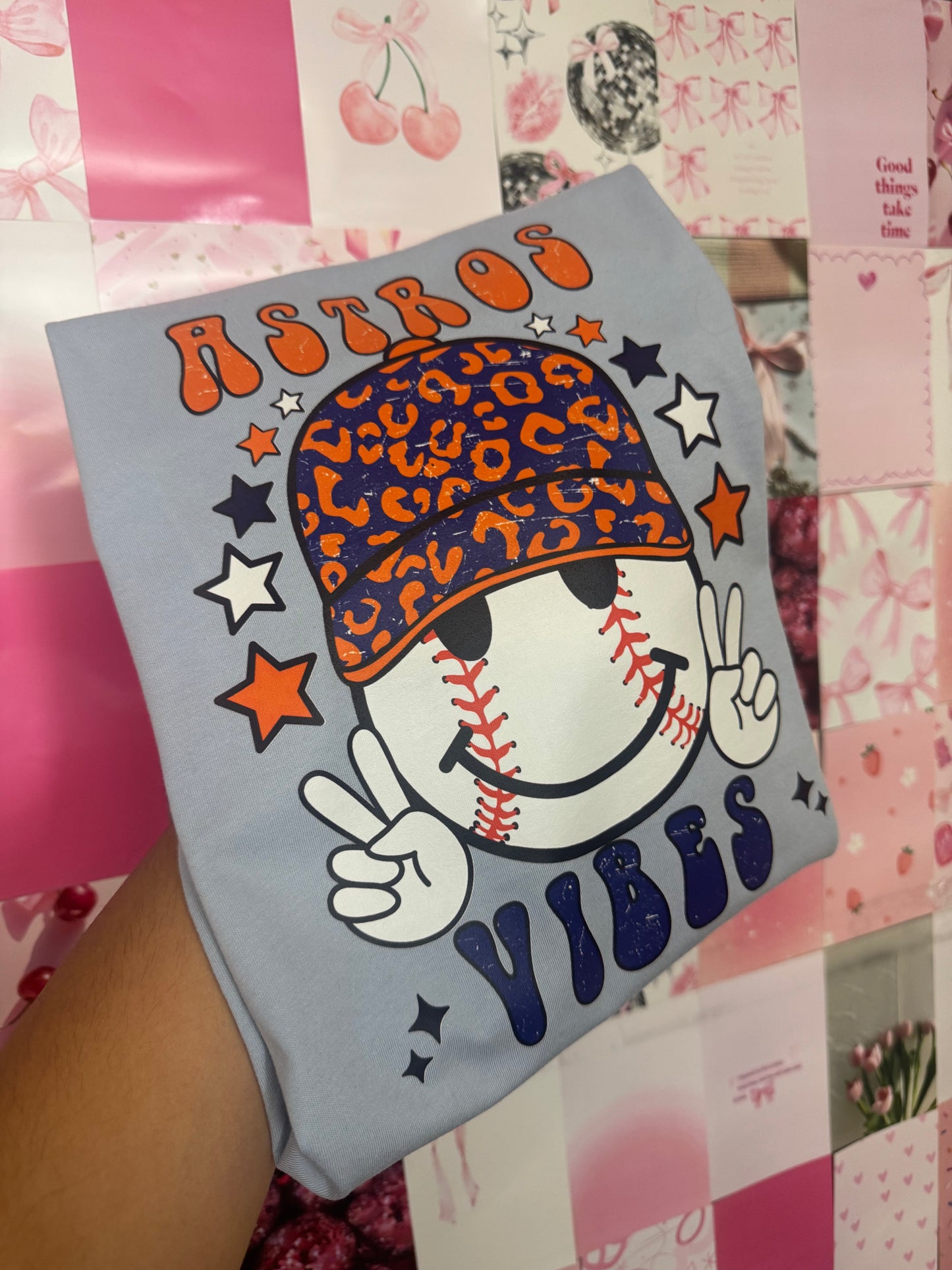 Astros Smiley Baby blue tee