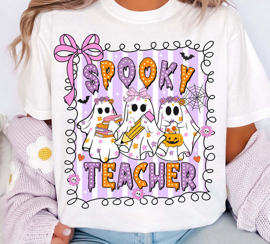 spooky teacher white tee
