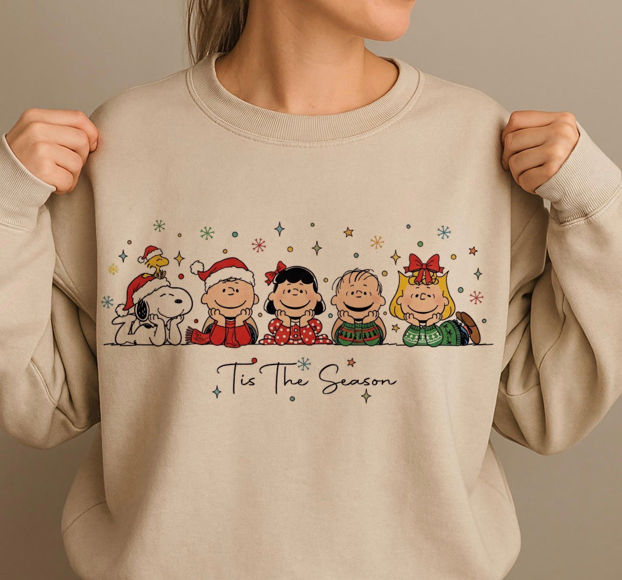 Tus’ the season beige sweatshirt