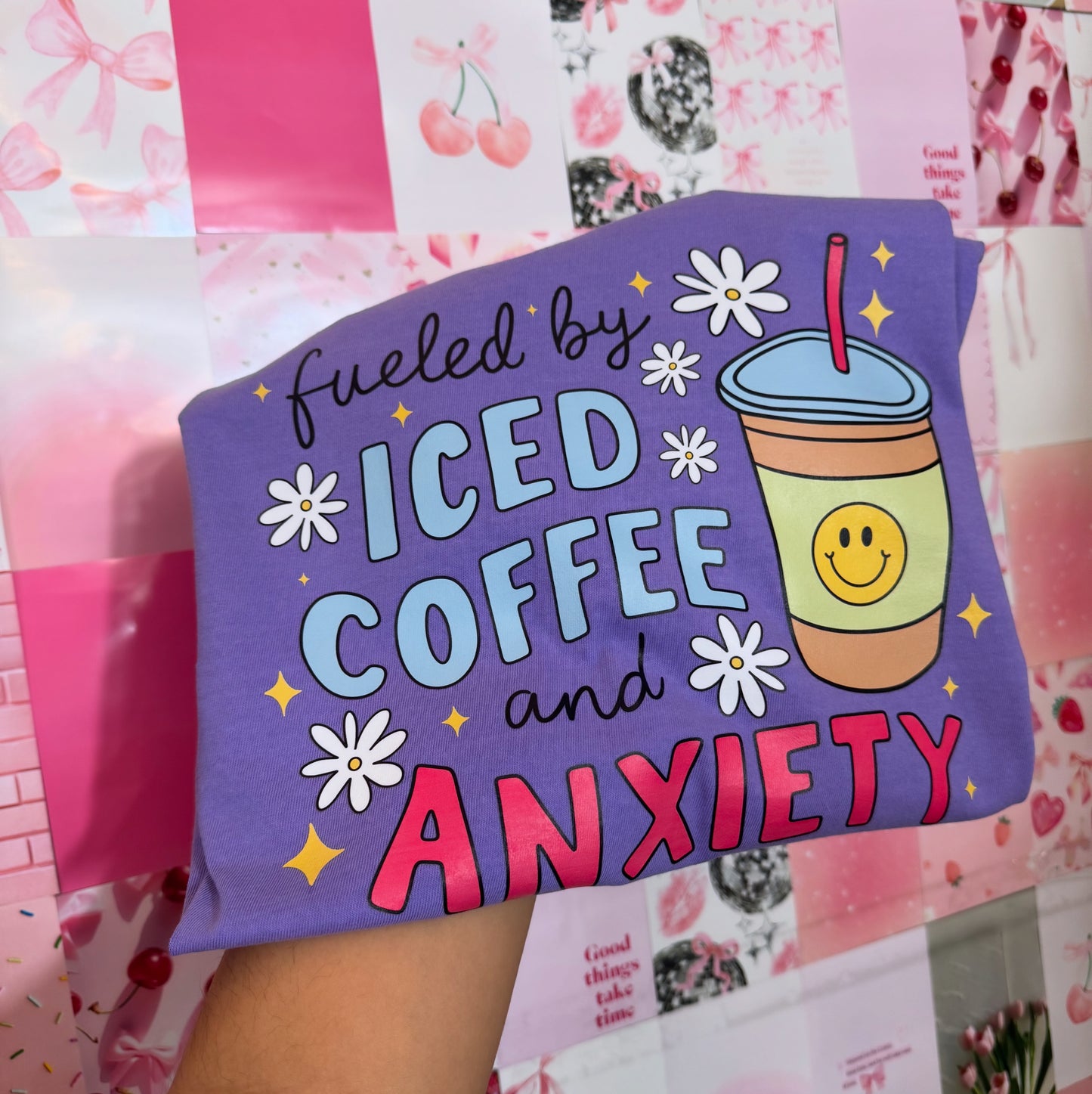 fueled by iced coffee and anxiety Comfort Colors tee