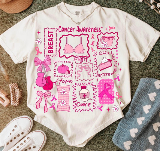 breast cancer awareness beige tee