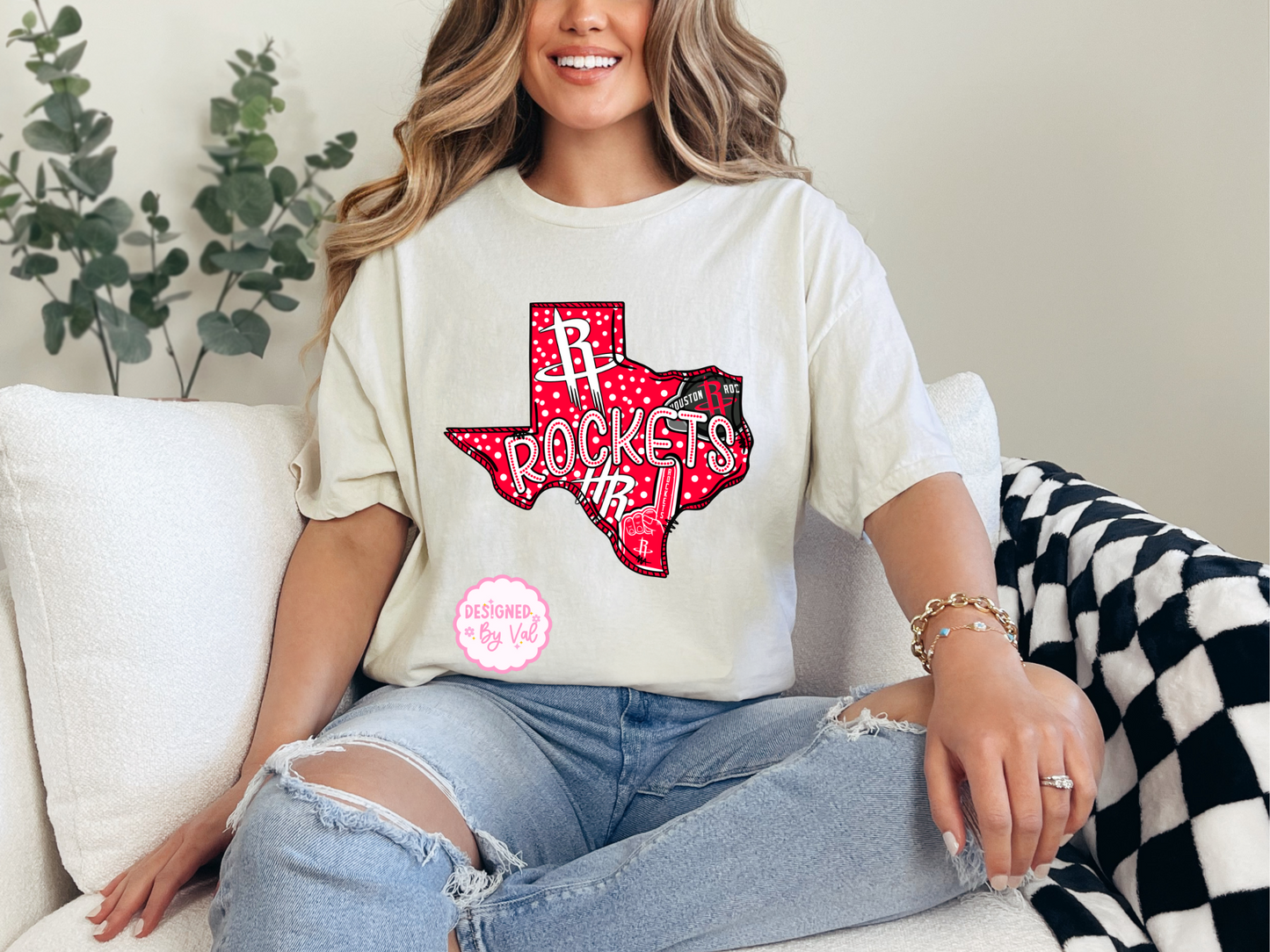 texas rockets beige tee