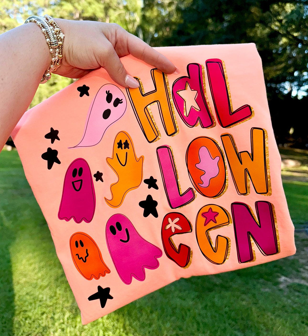halloween peach tee