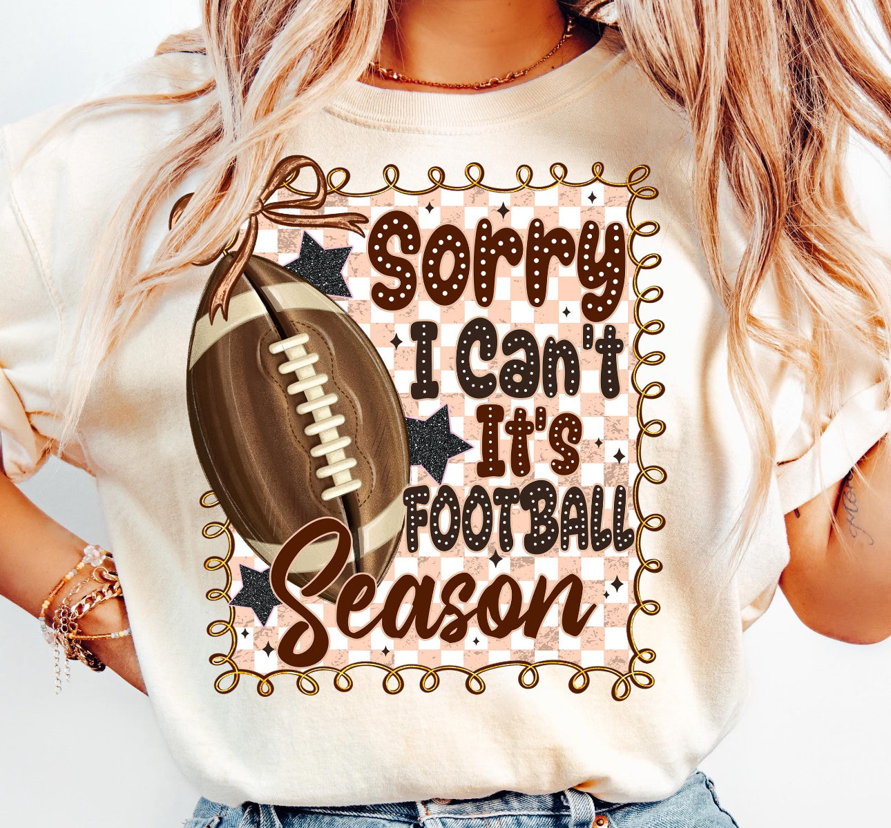 sorry i cant it’s football season beige tee