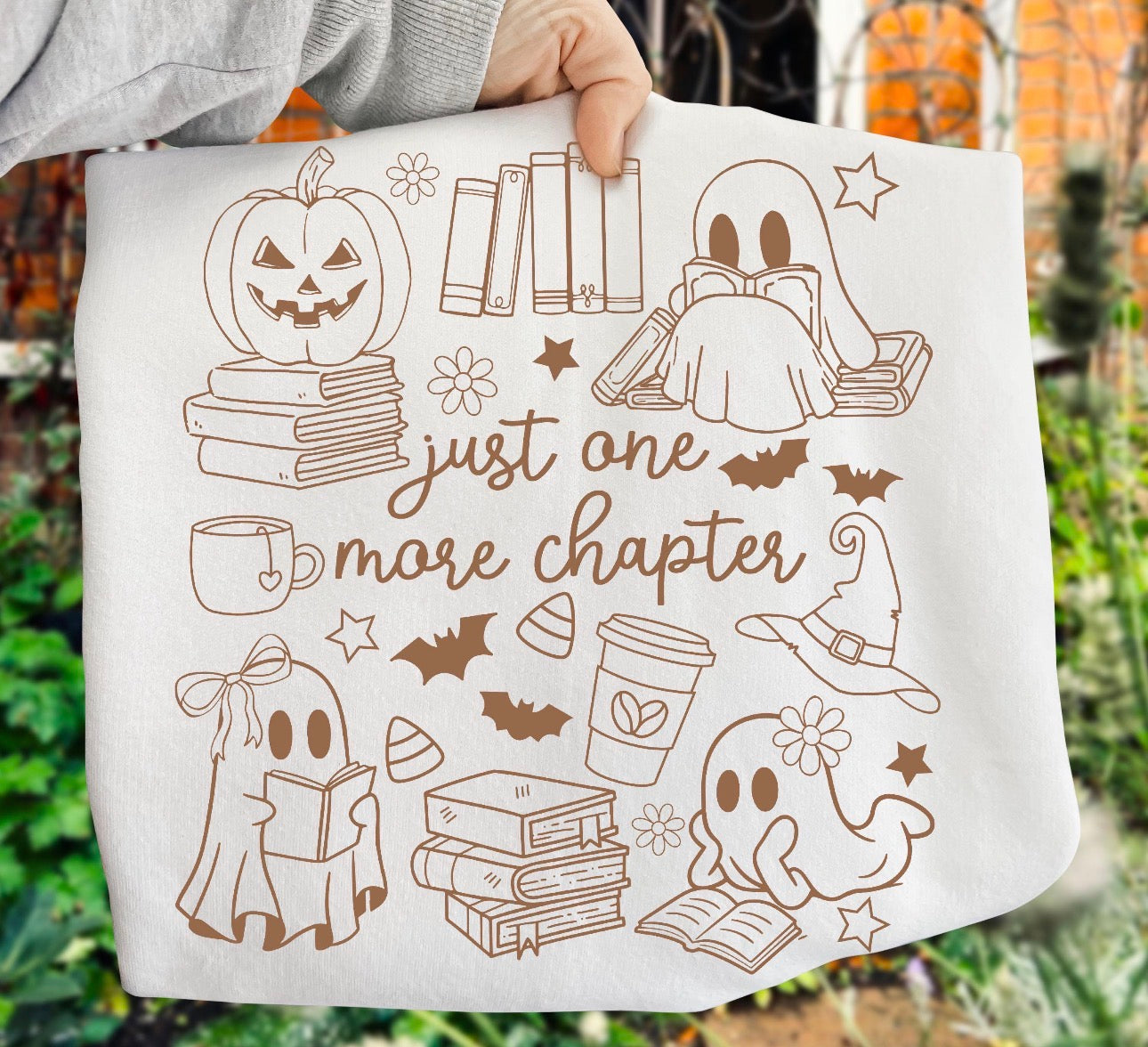 just one more chapter spooky beige tee