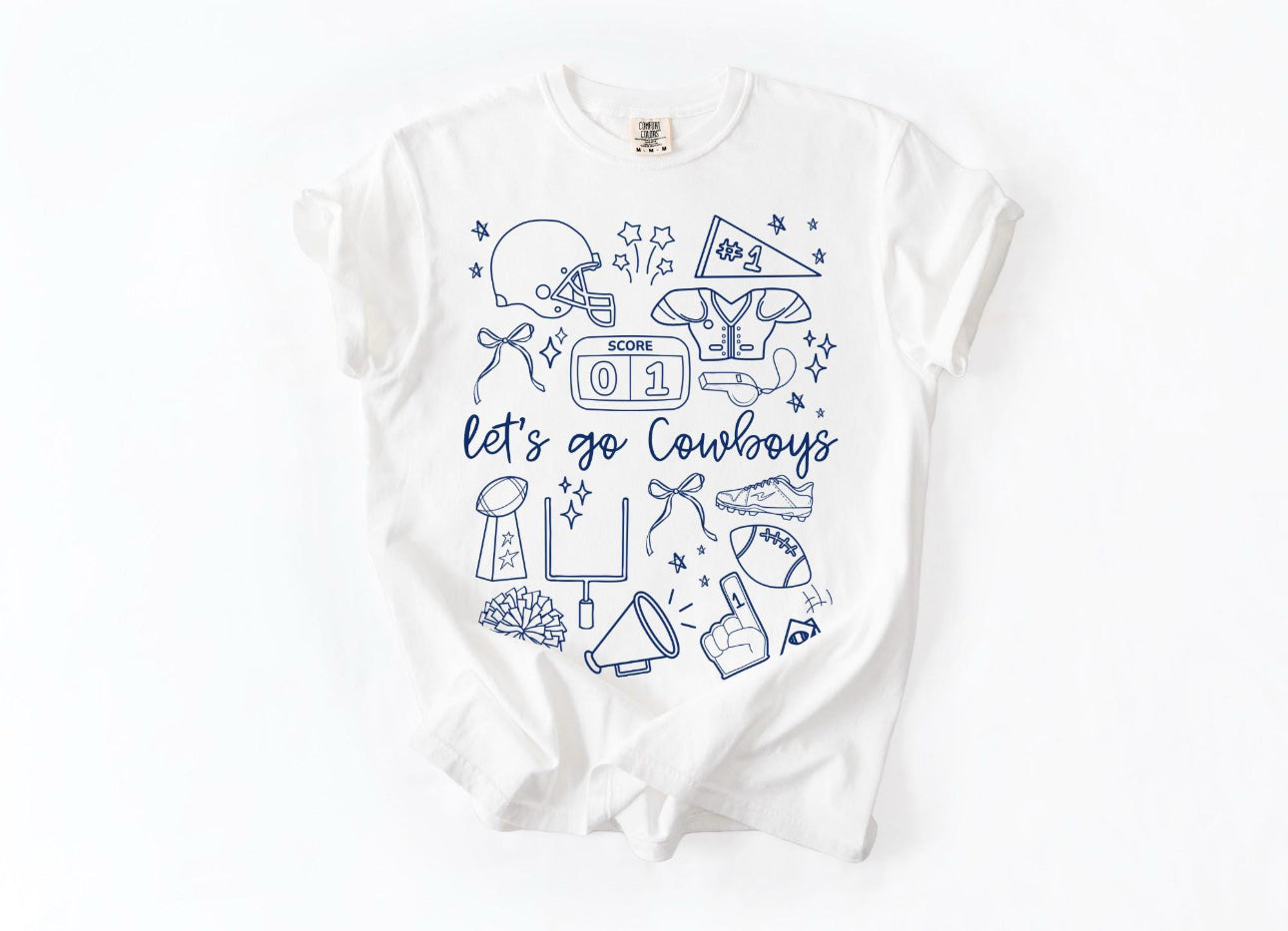 lets go cowboys white tee