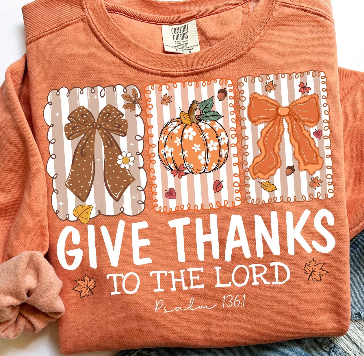 give thanks to the lord orange T SHIRT