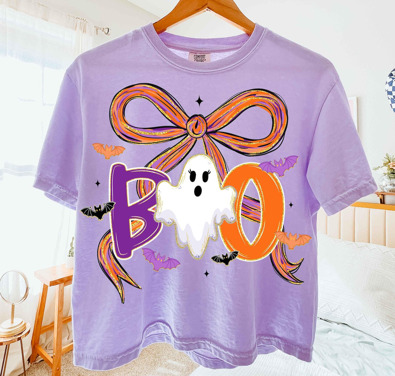 boo with bow purple tee
