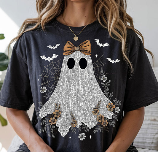lace ghost black tee