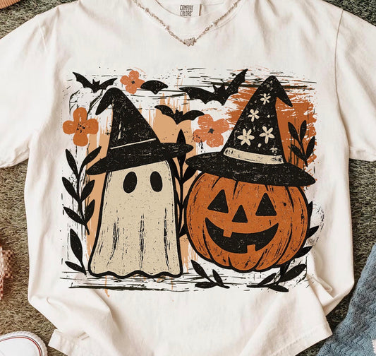 pumpkin and ghost beige tee