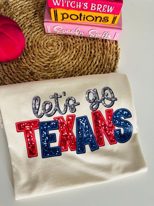 let’s go texans beige tee