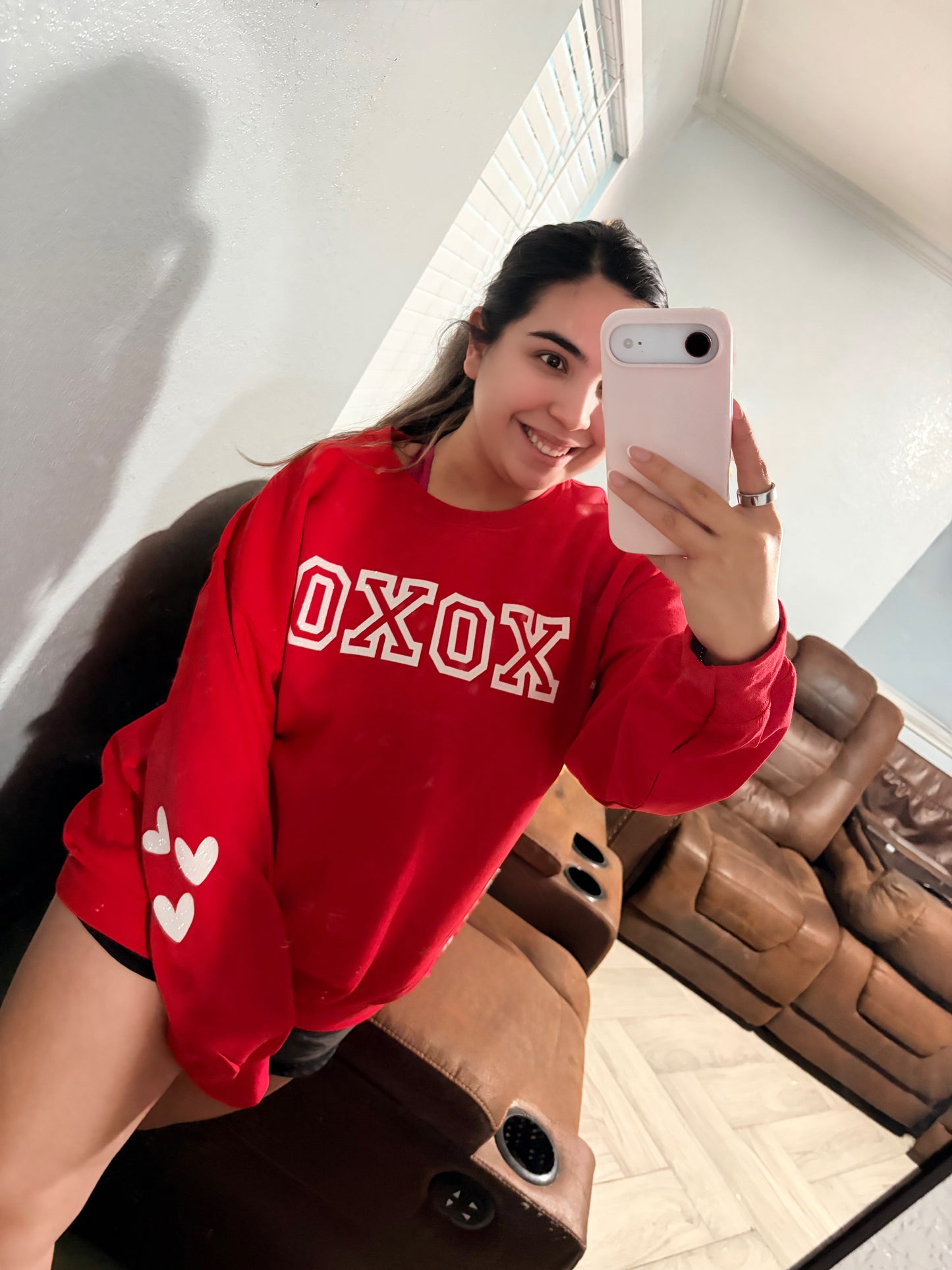 XOXO RED SWEATSHIRT WHITE GLITTER