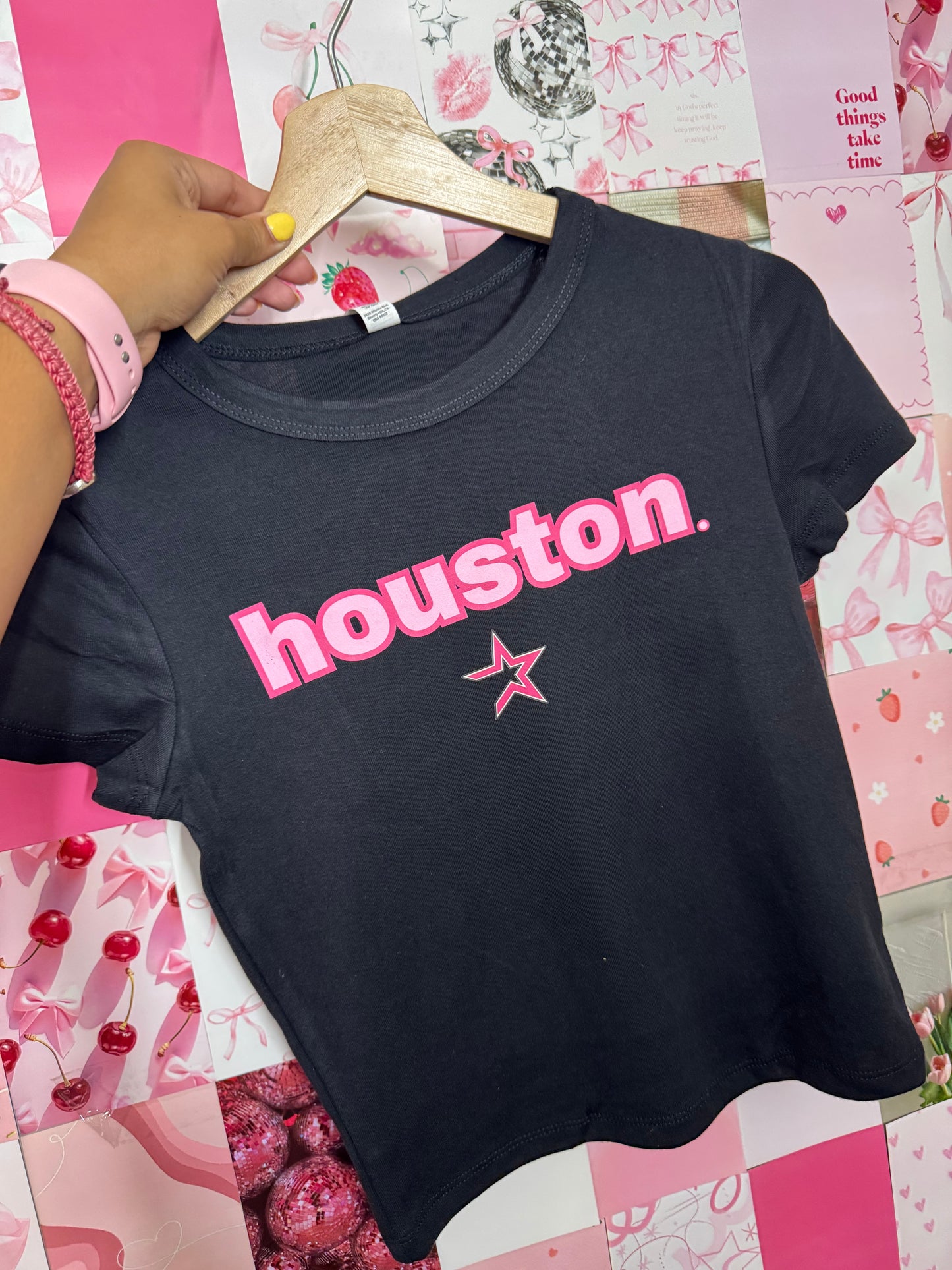 Houston black baby tee