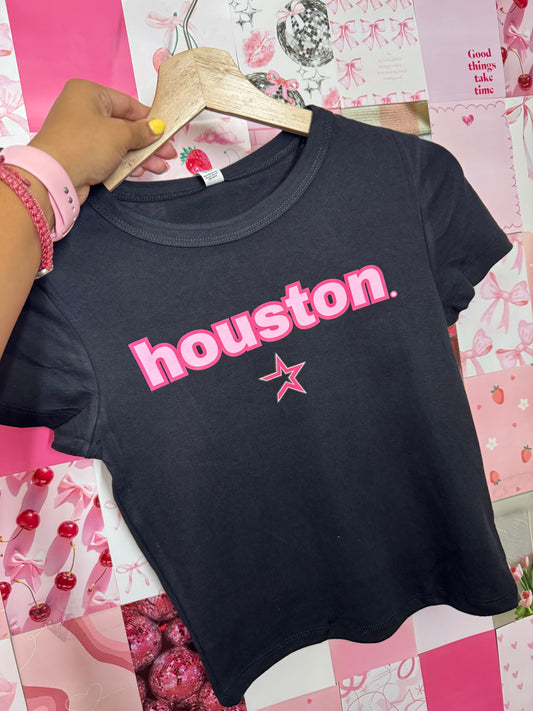 Houston black baby tee