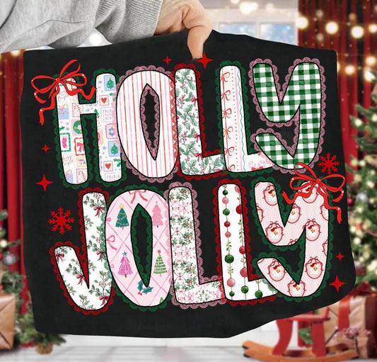 holly jolly black tee