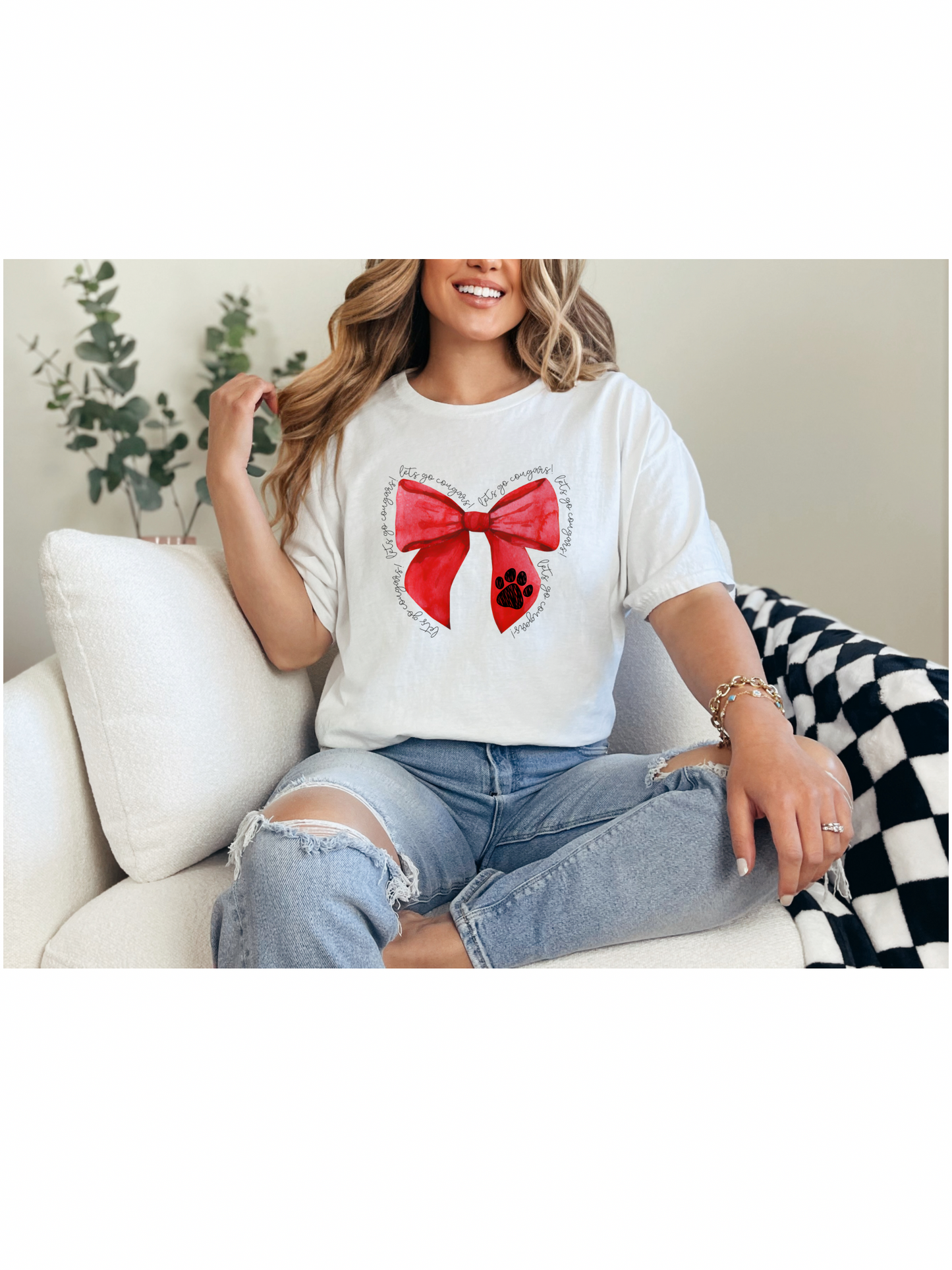 cougars bow white tee