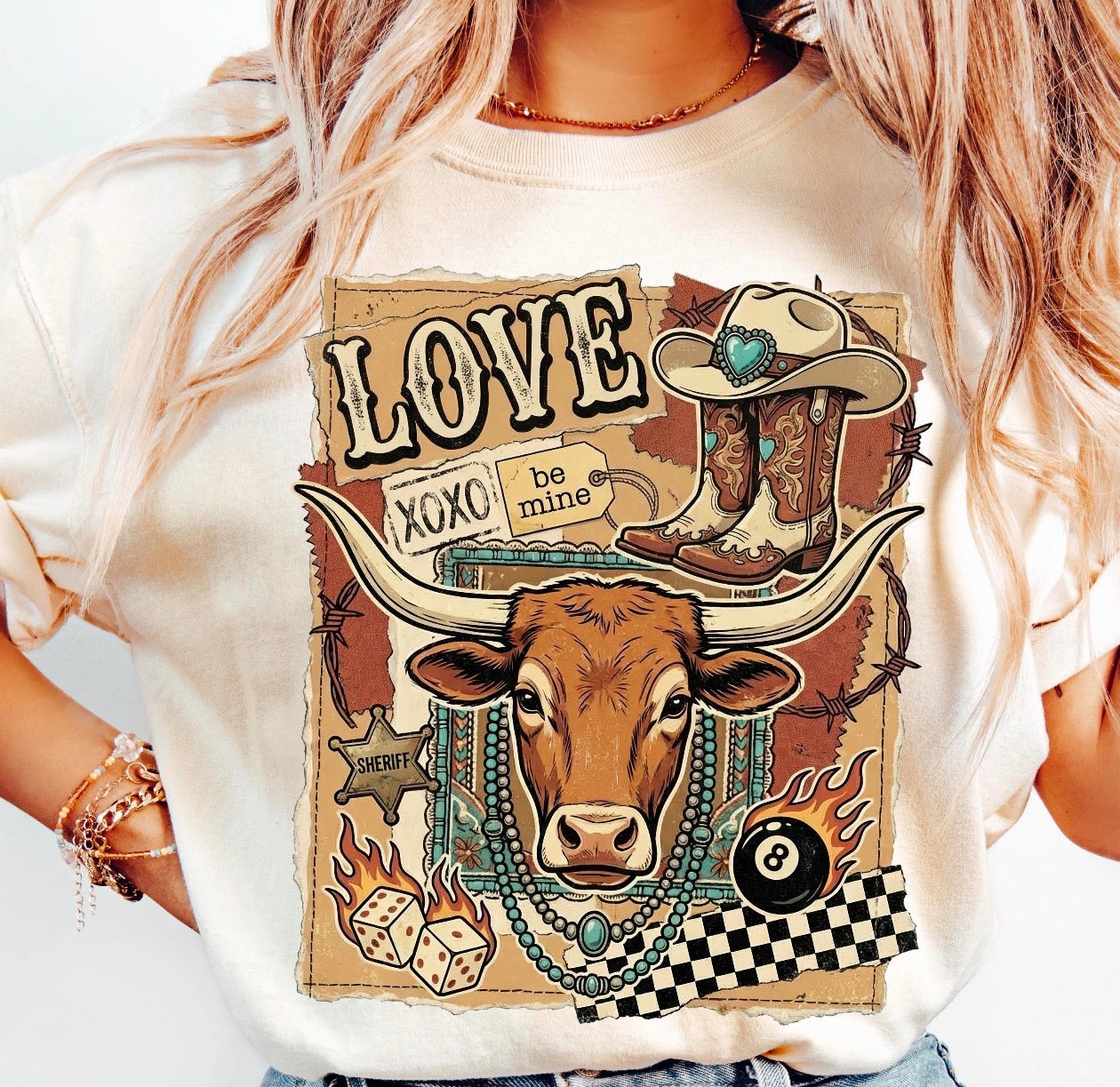 Western Love Biege tee