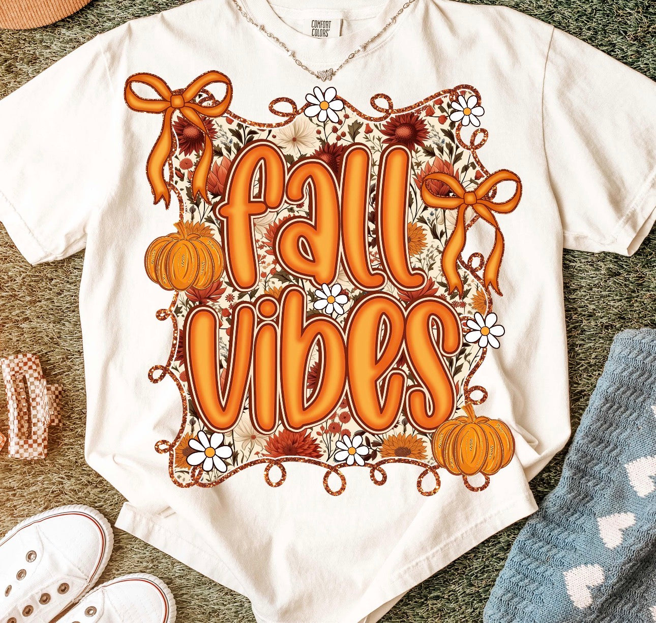 fall vibes beige tee