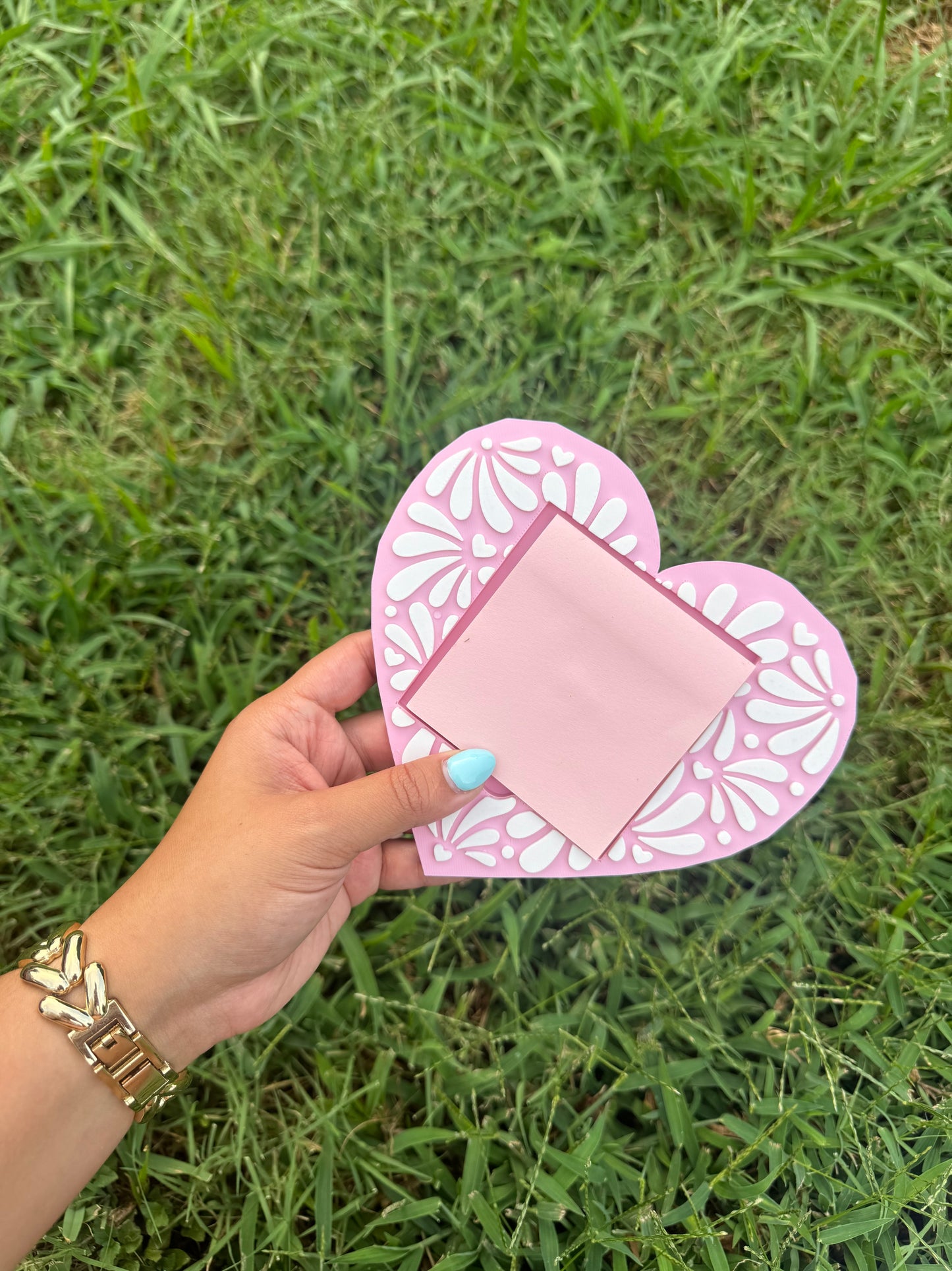 talavera pink/white sticky note holder