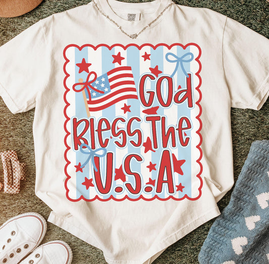 God bless the U.S.A beige tee