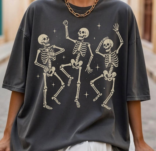 skeleton charcoal tee
