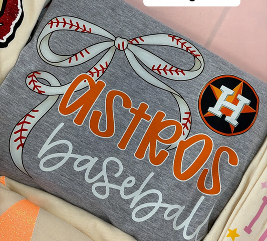 Astros baseball bow grey tee