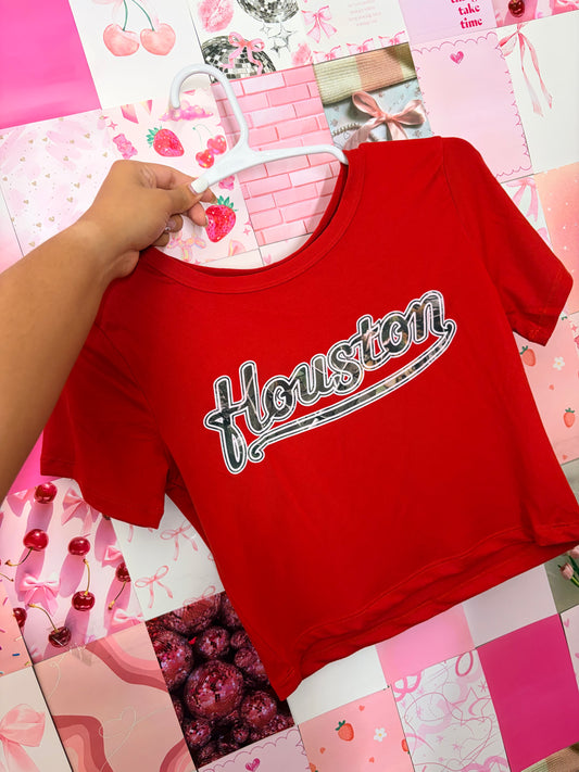 houston camo red crop