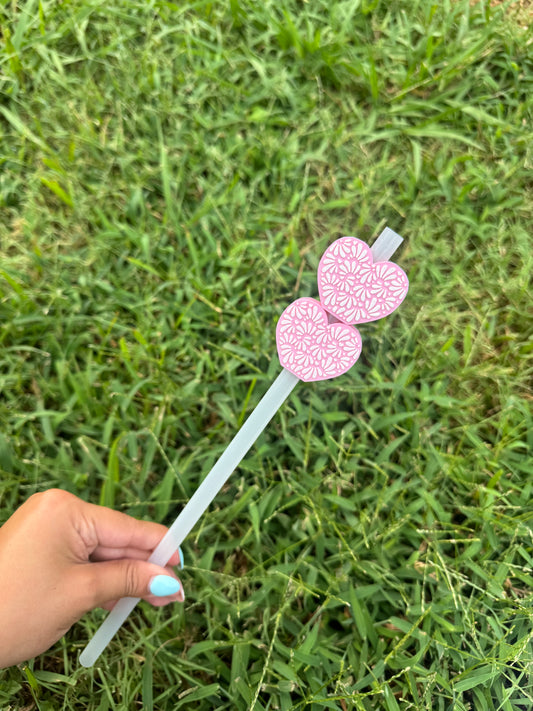 talavera pink/white straw topper