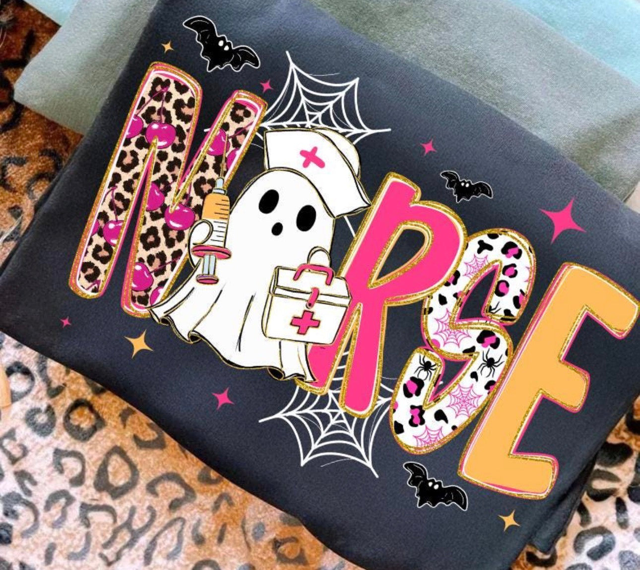 nurse spooky charcoal tee